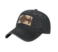 MKGOHLG Black Native American Painting Printed Washed Cowboy Baseball Cap for Adults - Stylish and Breathable Hat, Black, One Size