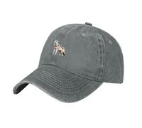 MKGOHLG Black The Lonely Wolf Printed Washed Cowboy Baseball Cap for Adults - Stylish and Breathable Hat, Gray, One size