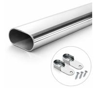 Mkgt 110Cm Chrome Oval Wardrobe Rail, Heavy Duty Steel Hanging Rail For Wardrobes & Cupboards With Fixings Included