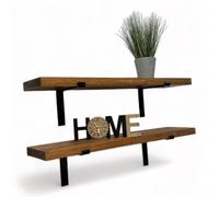 MKGT 2 Shelves Rustic Wall Shelves Shelving Brackets 22cm Depth x 4.5cm Kitchen Shelves (Tudor Oak, 60cm (0.6m) in Dark Brown | Size: 2 Pack MKGT Dark Brown 2 Pack