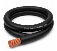 MKGT 345A Hi-Flex Battery Cable - 50mm2 0 Gauge Pure Copper Single Core PVC Welding Wire for 12V & 24V Automotive, Campervan, Solar, Inverter & Leisure Battery Systems (Black, 8 Meters)