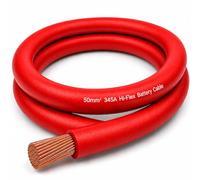 MKGT 345A Hi-Flex Battery Cable - 50mm2 0 Gauge Pure Copper Single Core PVC Welding Wire for 12V & 24V Automotive, Campervan, Solar, Inverter & Leisure Battery Systems (Red, 8 Meters)