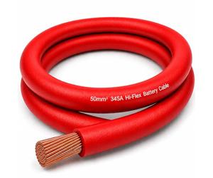 MKGT 345A Hi-Flex Battery Cable - 50mm2 0 Gauge Pure Copper Single Core PVC Welding Wire for 12V & 24V Automotive, Campervan, Solar, Inverter & Leisure Battery Systems (Red, 3 Meters)
