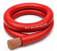 MKGT 500A Hi-Flex Battery Cable - 95mm2 000 Gauge Pure Copper Single Core PVC Welding Wire for 12V & 24V Automotive, Campervan, Solar, Inverter & Leisure Battery Systems (Red, 5 Meters)