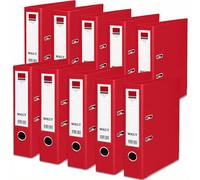 MKGT A4 Lever Arch File 75mm Spine - Heavy Duty Metal Lever Arch Mechanism, Strong Ring Binder Folder with Thumb Hole & Spine Label for Office, School & Home Filing (Red, Pack of 10)