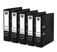 MKGT A4 Lever Arch File 75mm Spine - Heavy Duty Metal Lever Arch Mechanism, Strong Ring Binder Folder with Thumb Hole & Spine Label for Office, School & Home Filing (Black, Pack of 5)