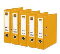 MKGT A4 Lever Arch File 75mm Spine - Heavy Duty Metal Lever Arch Mechanism, Strong Ring Binder Folder with Thumb Hole & Spine Label for Office, School & Home Filing (Yellow, Pack of 5)