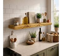 Mkgt Handmade Solid Wood Floating Shelf With Hidden Brackets 45mm Thick Wall Shelf (Dark Oak, 60Cm)