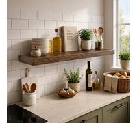 Mkgt Handmade Solid Wood Floating Shelf With Hidden Brackets 45mm Thick Wall Shelf (Tudor Oak, 50Cm)