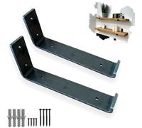 MKGT Heavy Duty Shelf Brackets For Scaffold Board Shelving - Shelf Support Industrial Rustic Style (Raw Steel, 155mm Up)