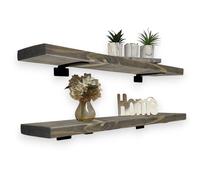 MKGT Rustic Wall Shelves Set of 2, (Driftwood Grey, 50cm) Floating Wooden Shelf in Grey | Size: 1 Pack MKGT Grey 1 Pack