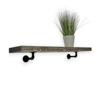 MKGT Wall-Mounted Wooden Shelf with PIPE Brackets (Driftwood Grey, 110cm Long) in Grey | Size: 1 Pack MKGT Grey 1 Pack