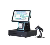 MKHFP 1902A Black Touch Screen Pos Systems Cash Register Till With Built-in 80 Printer Checkout Counter Equipment