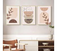 MKHFUW Set of 3 Abstract Botanical Leaf Printed Posters - Wall Art, Boho Line Drawing Woman, No Frame (Design 07, 3 Pieces - 40 x 60 cm)