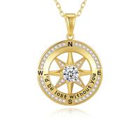 Mkhhy Compass Necklace for Women and Girls, I'd Be Lost Without You Compass Jewelry For Wife Girlfriend, Valentines Day Anniversary Birthday Gift for Her