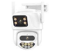 MKHJKIOII Security Camera, Outdoor Wireless Security IP Camera 4K 8MP HD Dual Lens External PTZ Auto Tracking Street Surveillance(8MP Add 32G Card)