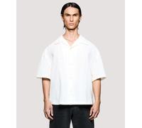 MKI MIYUKI ZOKU Mens Box Fit Loose Weave Check Short Sleeve Vacation Shirt - Colour: Bone - Size: Large