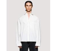 MKI MIYUKI ZOKU Mens Box Fit Seersucker Stripe Dress Shirt - Colour: Off White - Size: XL