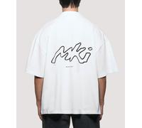 MKI MIYUKI ZOKU Mens Oversized Box Fit Ink Line T-Shirt - Colour: White - Size: Medium