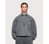 MKI MIYUKI ZOKU Mens Oversized Uniform Quarter Zip Sweatshirt - Colour: Pigment Black - Size: Large