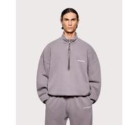 MKI MIYUKI ZOKU Mens Oversized Uniform Quarter Zip Sweatshirt - Colour: Pigment Raisin - Size: Small