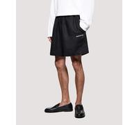 MKI MIYUKI ZOKU Mens Relaxed Fit Linen Wide Leg Shorts - Colour: Black - Size: L/34