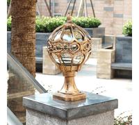 Mkichi IP44 Waterproof Outdoor Garden Post Light Modern Industrial Spherical Lamp Retro Post Lights E27 Fence Post Lights for Paths Courtyards Garden Landscapes (Bronze)