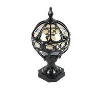 Mkichi IP44 Waterproof Outdoor Garden Post Light Modern Industrial Spherical Lamp Retro Post Lights E27 Fence Post Lights for Paths Courtyards Garden Landscapes (Black)