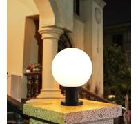 Mkichi Outdoor Garden Post Light,E27 Landscape Fence Post Cap Light,Industrial Modern Acrylic Column Lamp Spherical for Porch, Patio, Wall, Terrace, Garden (15CM)