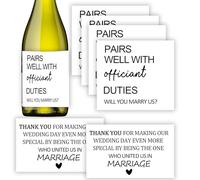 MKISHINE 4 Pcs Officiant Whiskey Label +2 Pcs Thank You Cards, Wedding Officiant Gift, Wine Bottle Stickers, Thank You Card for Priest, Minister, Judge, Pastor