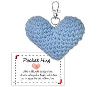 MKISHINE Little Pocket Hug Crocheted Heart Small Gift, Pocket Hug Crochet Heart with Sympathy Card and Guardian angel, Handmade Cute Crocheted Pocket Hug Token (Light Blue)