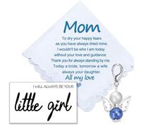 MKISHINE Mother of the Bride Handkerchief, Wedding Handkerchief Gift for Bride's Mother from Daughter, Keepsake Hankie for Mother, Wedding Gifts for Parents (Mother of the Bride) Wedding Day Card