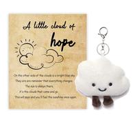 MKISHINE Plush Cloud Keychain with Inspirational Message Card, Cute Smiling Face Design, Mental Health Support Gift