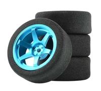 MKIUYVD Rc Car Wheel Rim Tire For RC For HSP For HPI On-Road For Racing Car Model 1/10 Scale Sponge Tires And Wheel Rims With 3mm Offset And 12mm Hex(Blue)
