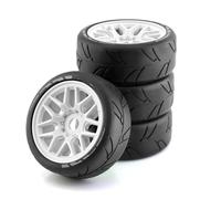 MKIUYVD Rc Car Wheel Rim Tire For WRC For Feishen Ping Run GT Tire For Racing Highway 4pcs Short Course Truck Tires Tyre Wheel 17mm Adapter For 1/8 Pull(White)
