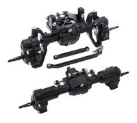 MKIUYVD RC Complete Axle For Redcat For Ascent-18 1/18 RC Crawler Upgrade CNC Aluminum Front Rear Portal Axle Complete Axles Set With Servo Mount(Black,1Set)