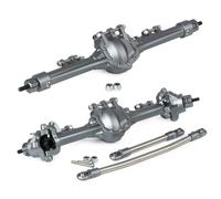 MKIUYVD RC Complete Axle For SCX10 II CC01 1/10 RC Car Upgrade Parts CNC Aluminum Front Rear Axle With Optional Bevel Gear Mount(Gray,1Set)