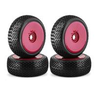 MKIUYVD rc tires For ARRMA For Typhon For Redcat For Team For Losi For VRX For HSP 116Mm 1/8 Scale RC Buggy Tires 17Mm Hex Wheels And(Red)