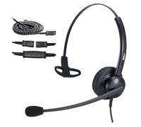 MKJ Call Centre Headset with Microphone Noise Canceling, Corded RJ9 Telephone Headset for Office Phone Avaya 9508 Polycom VVX Aastra Gigaset Fanvil