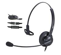 MKJ Headset with Microphone Noise Cancelling, Wired Headphone with RJ9 Jack for Call Center, Desk Phone Headset for Avaya 1408 5620 9508 Polycom Aastra 6753i Gigaset Fanvil