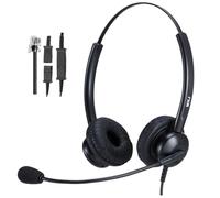 MKJ Phone Headset for Microphone Noise Canceling, Wired RJ9 Telephone Headset for Office Phone, Compatible with Avaya Polycom Aastra Fanvil