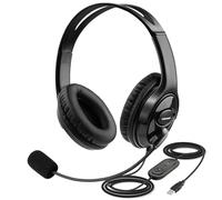 MKJ USB Headset for Work, Call Centre Computer Headset with Microphone, Noise Cancelling Wired Headphone for Home Office, Laptop, Teams, Zoom, Business, VoIP, Webex, Webinar, Conference