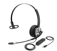 MKJ Wired USB Headset for Call Center & Office, Noise Cancelling Computer Headphone for Business, PC, Laptop Work for Teams Zoom Meetings Webex RingCentral etc