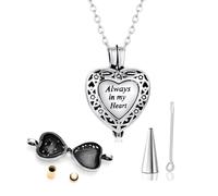 MKJFRLLSA Always in My Heart Cremation Jewelry Stainless Steel Urn Necklace for Ashes Locket Memorial Keepsake Pendant