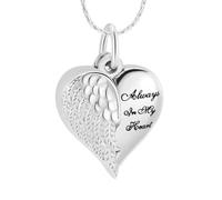 MKJFRLLSA Always In My Heart Customized Cremation Pendant Necklace With Heart Small Urns For Human/Pet Ashes Openable Pendants Jewelry