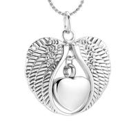 MKJFRLLSA Angel Wing In My Heart Cremation Jewelry In Pendant Necklaces Memorial Keepsake Urns for Human Ashes Custom Engraved Logo
