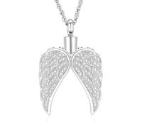 MKJFRLLSA Angel Wing Urn Necklace for Ashes Cremation Jewelry Urn Necklace Ashes Pendants Locket Ash Necklace Funeral Memorial