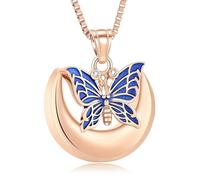 MKJFRLLSA Butterfly Urn Necklace for Ashes Women Men Moon Memorial Cremation Jewelry Ash Holder for Human Pet Keepsake Pendant Gift