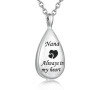 MKJFRLLSA Carved Teardrop Keepsake Ashes Necklace Urn Pendant Cremation Memorial Jewelry-Always in my heart