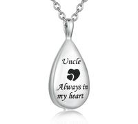 MKJFRLLSA Carved Teardrop Keepsake Ashes Necklace Urn Pendant Cremation Memorial Jewelry-Always in my heart